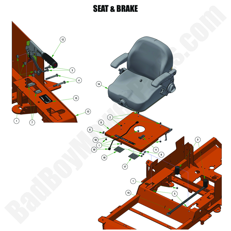 3470 - Bad Boy Mower Parts Lookup > 2024 > Renegade - Diesel > Seat & Brake